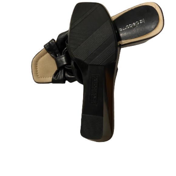 NWOT Liz Claiborne black open toe wedge slip on heels - Picture 3 of 5